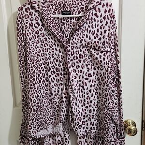 Kate Spade Pink Leopard Print Pajama Set LARGE